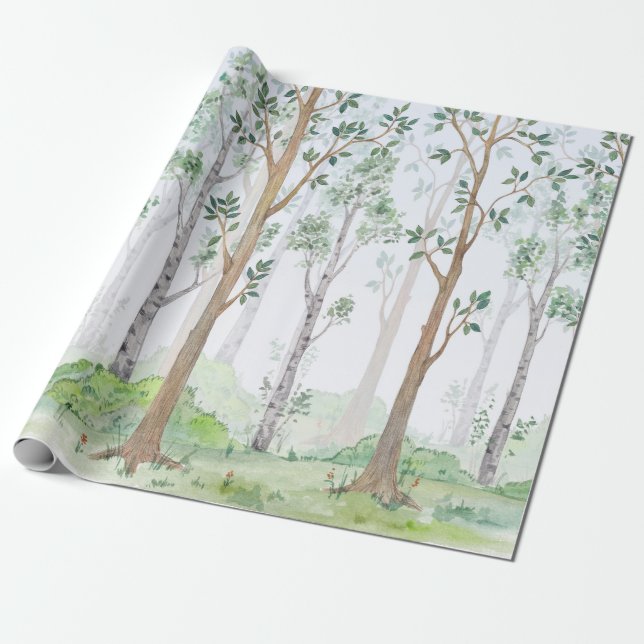 Papier Cadeau Illustration aquarelle-Forêt de fées. Enfants i (Déroulé)