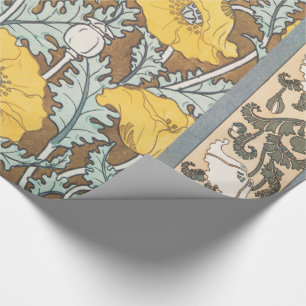 Papier Cadeau Illustration Art Nouveau Poppy Fleur Jaune