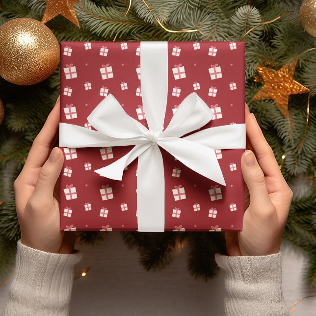 Papier Cadeau Illustration cadeau de Noël rouge Holliday (Créateur téléchargé)