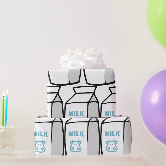 Papier Cadeau Illustration Carton de lait de vache laitière cuit (Créateur téléchargé)