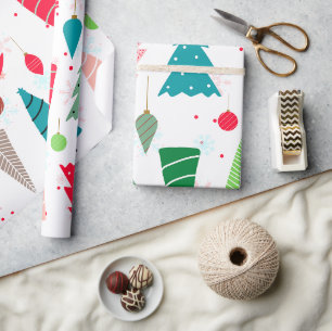 Papier Cadeau Illustration colorée Noël mignon pour arbre enfant