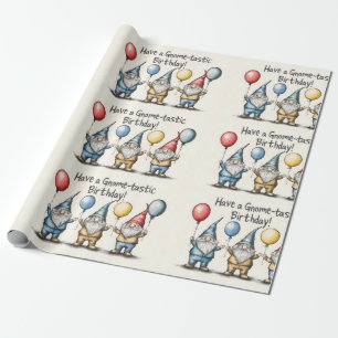 Papier Cadeau Illustration d'anniversaire Gnome adorable avec ba
