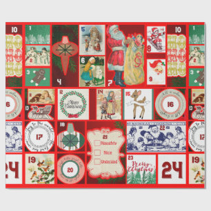 Papier Cadeau Illustration de bloc de Noël en carré d'art d'Aven