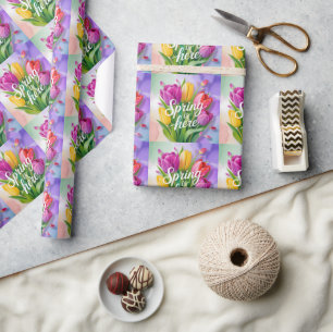 Papier Cadeau Illustration de bouquet de tulipes "Le printemps e