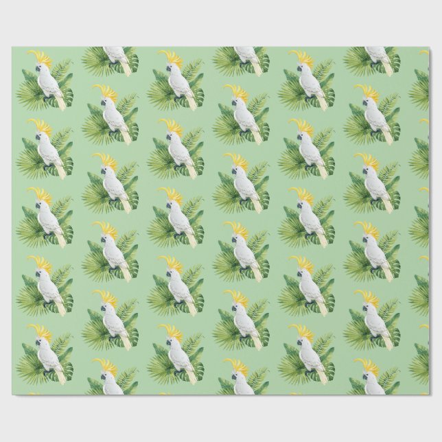 Papier Cadeau Illustration de cacatoès perroquet (Plat)
