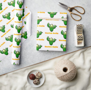 Papier Cadeau Illustration de cactus souriant mignon