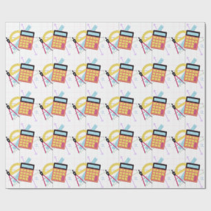 Papier Cadeau Illustration de calculatrice et de fournitures sco