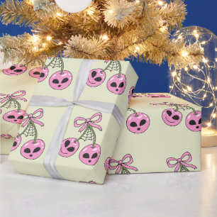 Papier Cadeau illustration de cerise Halloween rose mignonne