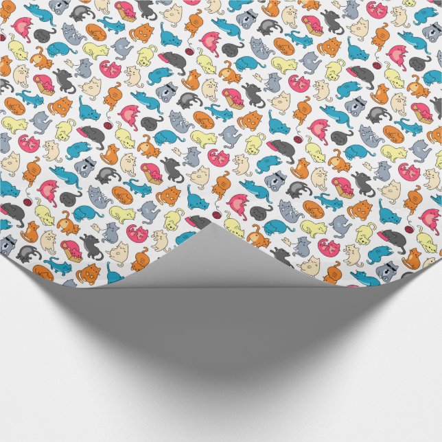 Papier Cadeau Illustration de chats, de chatons mignons (Coin)