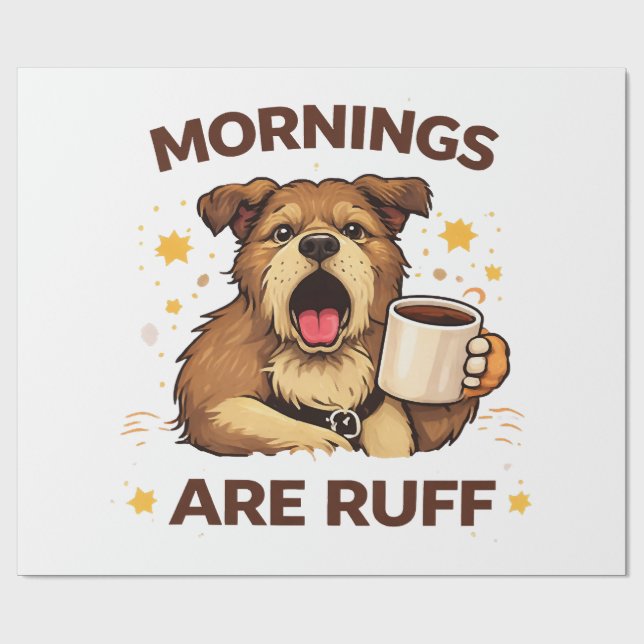 Papier Cadeau Illustration de chien confortable (Plat)