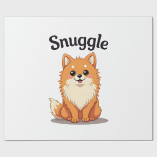 Papier Cadeau Illustration de chien mignon Pomeranian câlin vint