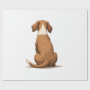 Papier Cadeau Illustration de chien vue arrière vintage marron e