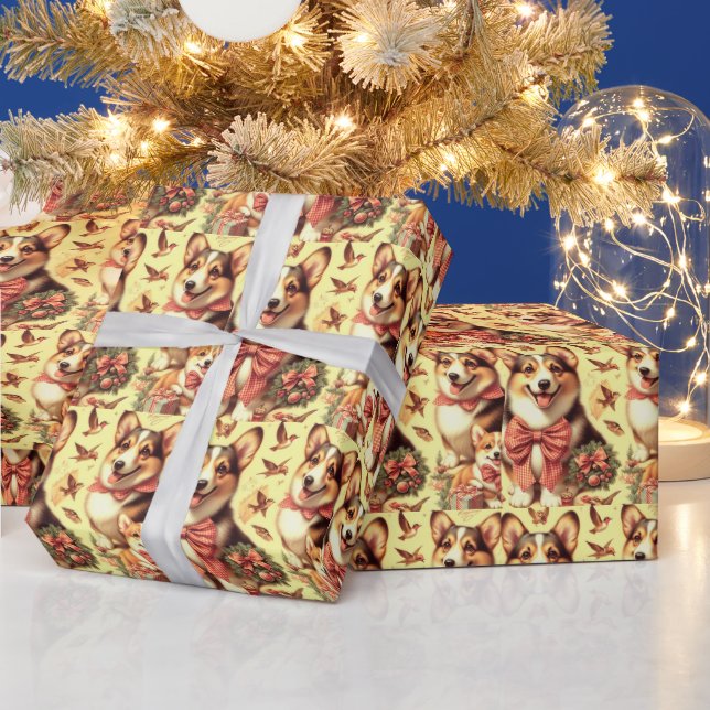 Papier Cadeau Illustration de Corgi Corgi gallois mignon (Vacances)