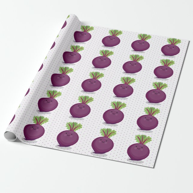 Papier Cadeau Illustration de cuisine de betterave rouge mignonn (Déroulé)