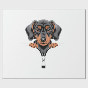 Papier Cadeau Illustration de dachshund mignon regardant par la