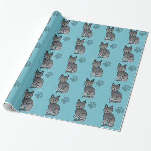 Papier Cadeau Illustration de dessin animé mignon de chat Korat