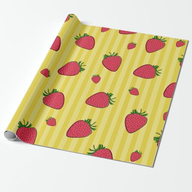 Papier Cadeau Illustration de fraises (Déroulé)