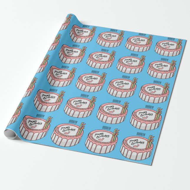 Papier Cadeau Illustration de gâteau d'anniversaire (Déroulé)
