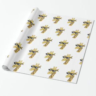 Papier Cadeau Illustration de girafe drôle avec lunettes de sole