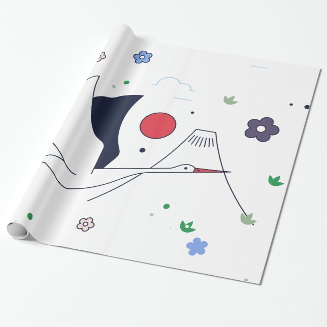Papier Cadeau Illustration de grue abstraite (Déroulé)