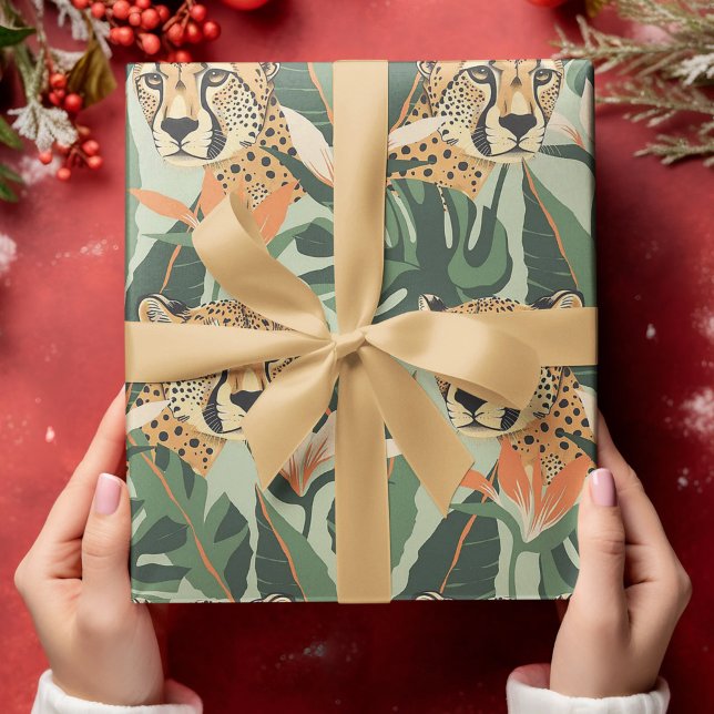 Papier Cadeau Illustration de la forêt de la jungle léopard (Créateur téléchargé)
