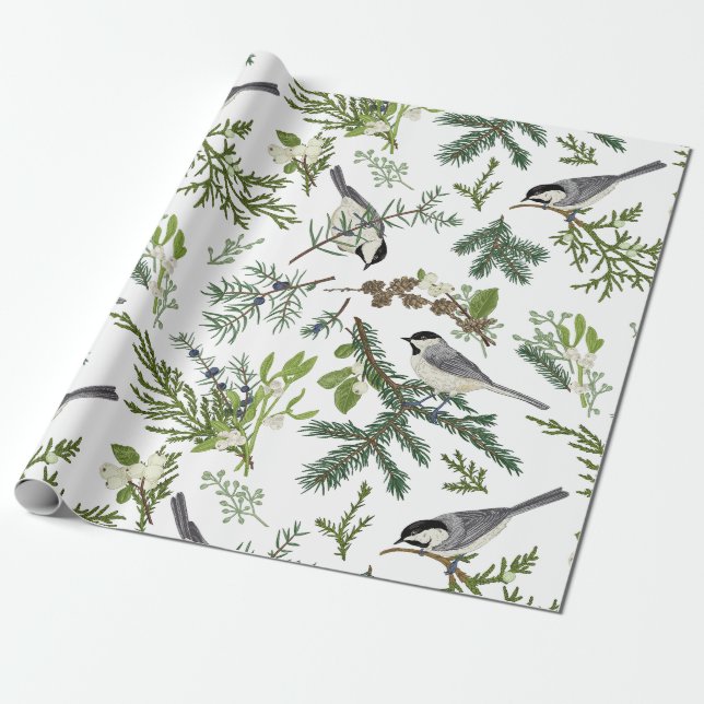 Papier Cadeau Illustration de la forêt naturelle de Noël (Déroulé)