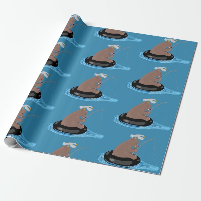 Papier Cadeau Illustration de la pêche de l'ourson mou (Déroulé)