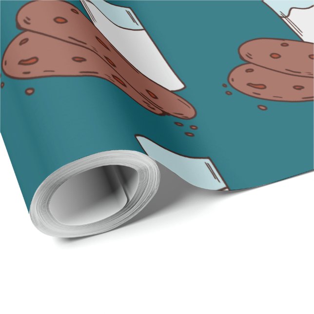 Papier Cadeau Illustration de lait et de biscuit  (Coin rond)