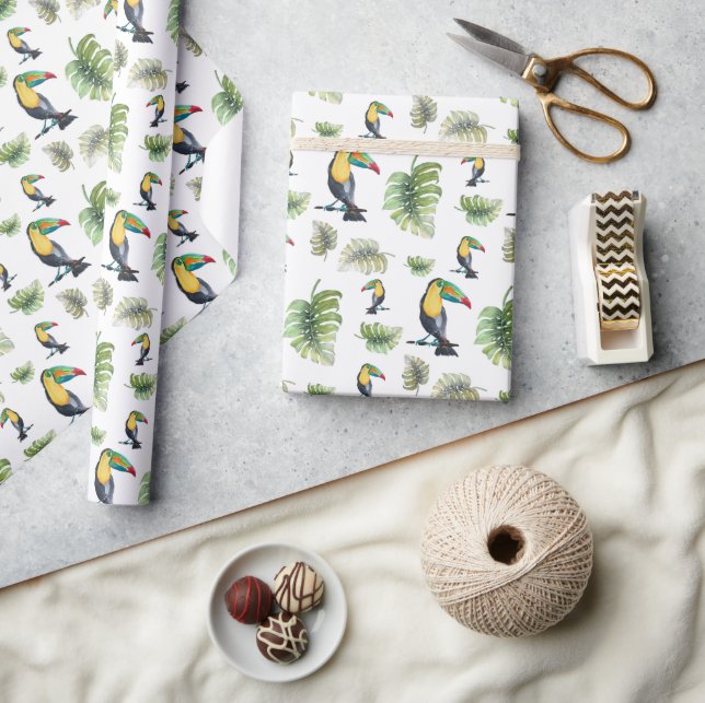 Papier Cadeau Illustration de l'aquarelle de la Monstère Exotiqu (Artisanat)