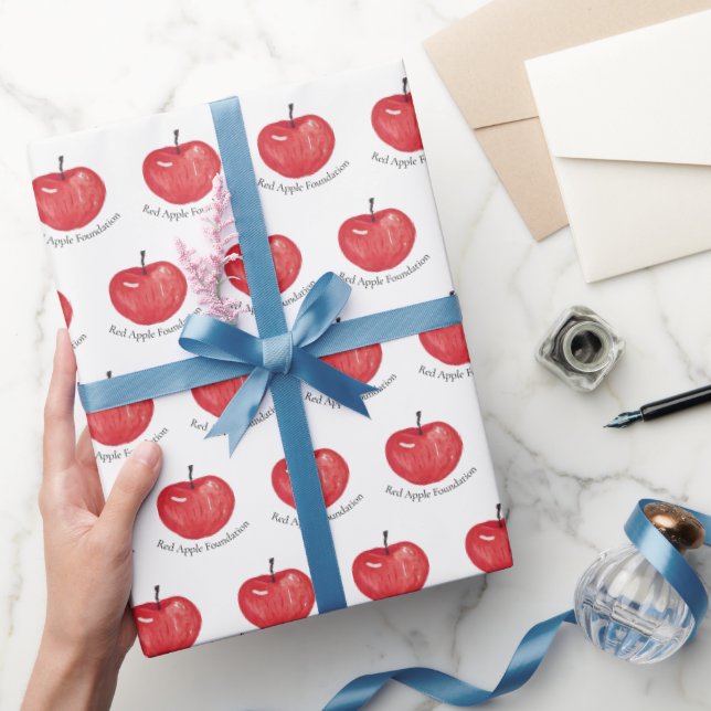 Papier Cadeau Illustration de l'aquarelle rouge Apple Monogrammé (Cadeaux)