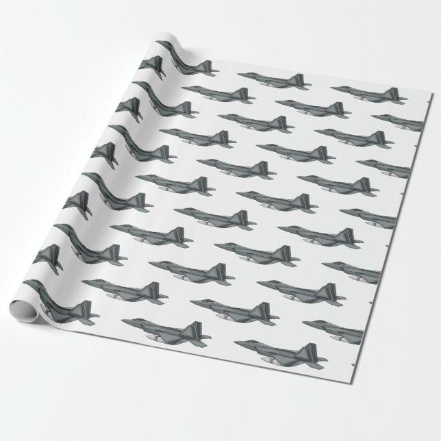 Papier Cadeau Illustration de l'avion de chasse (Déroulé)