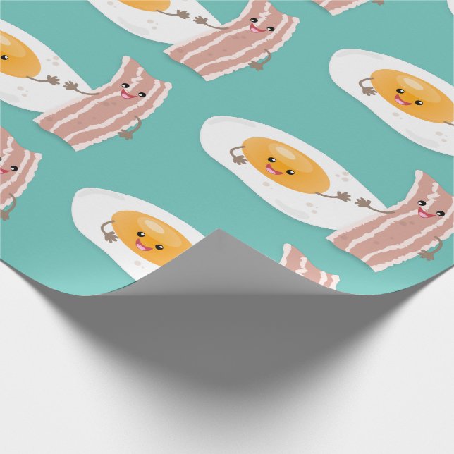 Papier Cadeau Illustration de l'oeuf de Cute kawaii et du bacon (Coin)