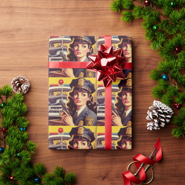 Papier Cadeau Illustration de l'officier de police vintage (Cadeau de vacances)