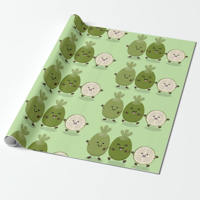 Papier Cadeau Illustration de mignonne guava feijoa (Déroulé)