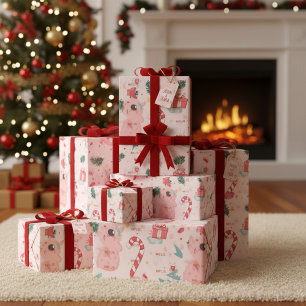 Papier Cadeau Illustration de motif festif fantaisiste mignon