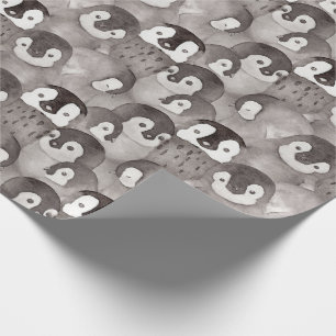 Papier Cadeau Illustration de pingouins aquarelle pour enfants 