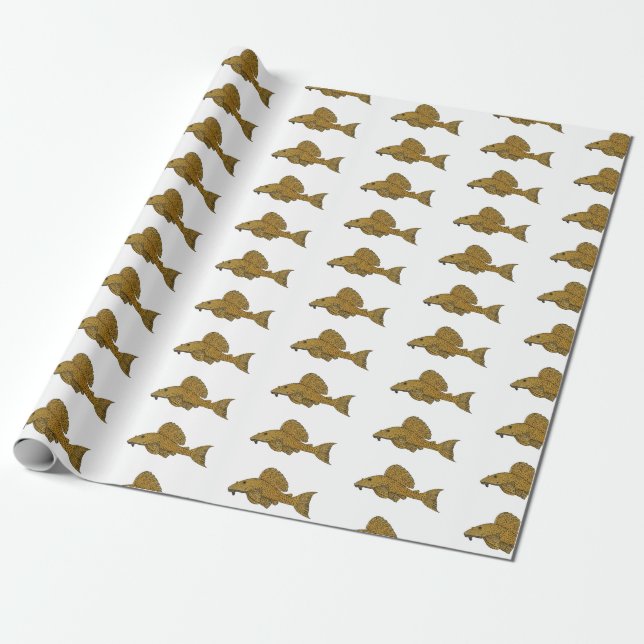 Papier Cadeau Illustration de poisson Pleco (Déroulé)