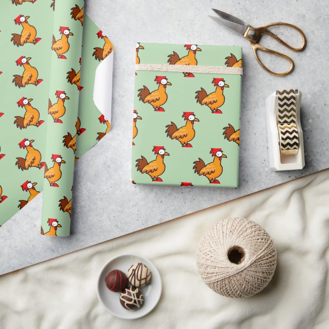 Papier Cadeau Illustration de poulet de dessin animé drôle (Artisanat)