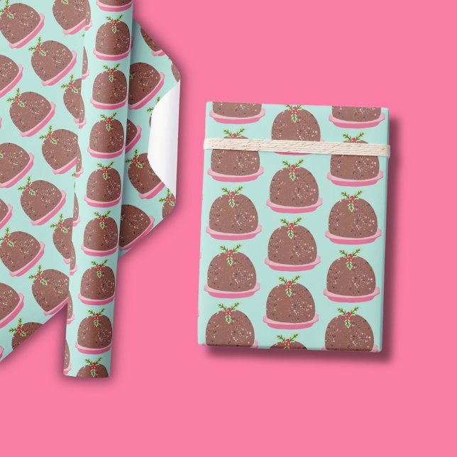 Papier Cadeau Illustration de pudding moderne de Noël (Cute 'My Little Pudding' Christmas wrapping paper)