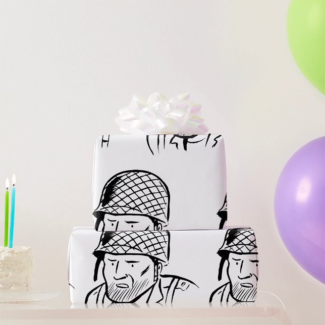 Papier Cadeau Illustration de soldat américain (Créateur téléchargé)