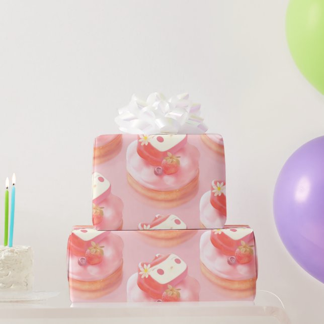 Papier Cadeau Illustration de tarte aux fraises (Cadeaux de fête)