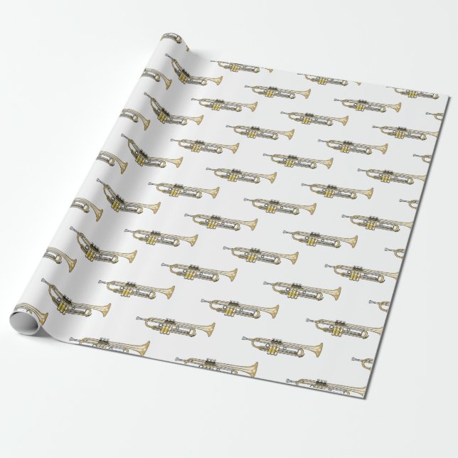 Papier Cadeau Illustration de trompette (Déroulé)