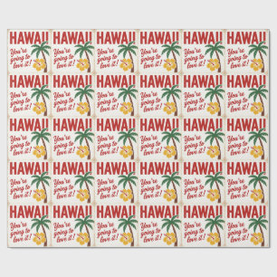 Papier Cadeau Illustration de voyage des îles hawaïennes rétro v