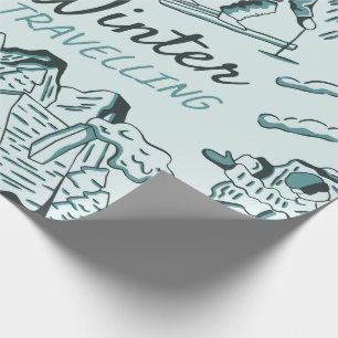 Papier Cadeau Illustration de voyage en hiver
