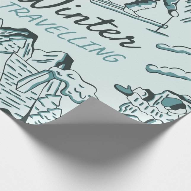 Papier Cadeau Illustration de voyage en hiver (Coin)