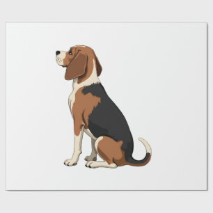 Papier Cadeau Illustration de vue arrière de chien Beagle vintag