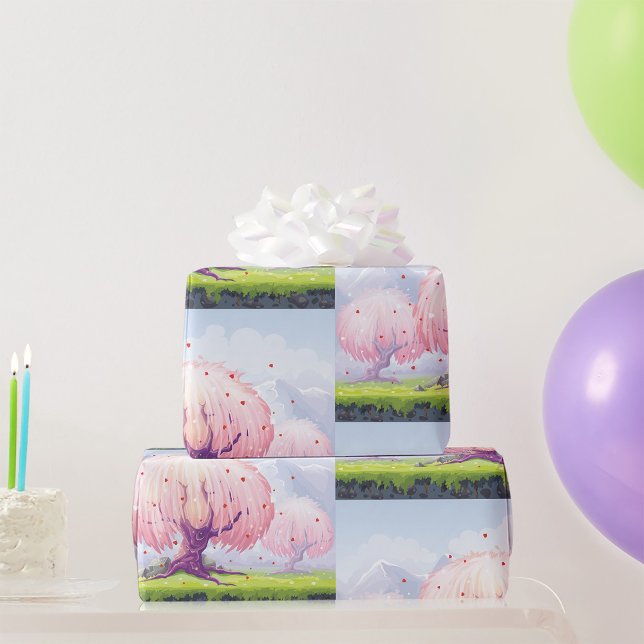 Papier Cadeau Illustration des arbres roses (Créateur téléchargé)