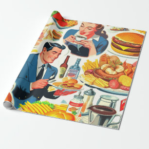 Papier Cadeau Illustration des bandes dessinées alimentaires des