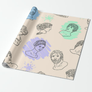 Papier Cadeau Illustration des contours des statues grecques. B