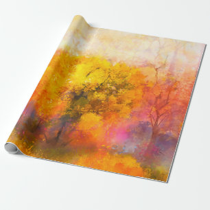 Papier Cadeau Illustration douce forêt d'automne colorée. Abstra